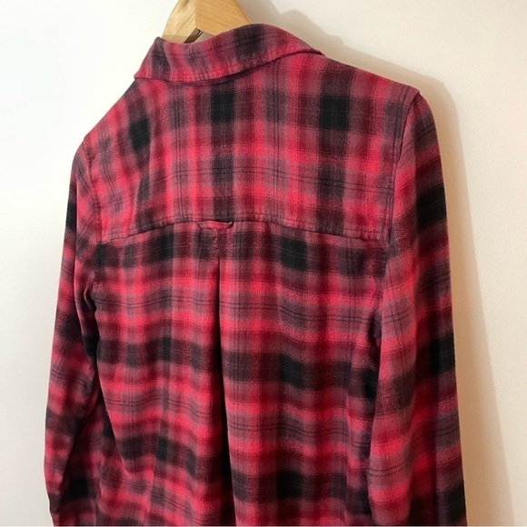 American Eagle Plaid Flannel Shirt Sm Red Boyfriend Fit Amazingly Soft Longline - Picture 6 of 12